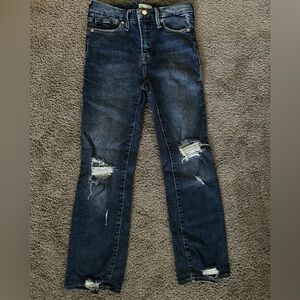 Good American Dark Blue Distressed Ankle Jeans